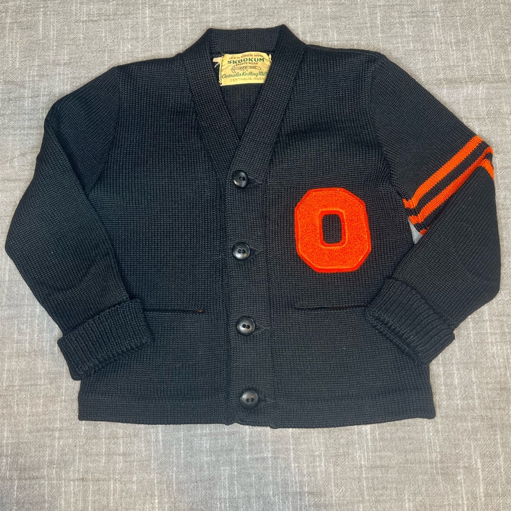 Vintage Skookum Oregon State University Letterman Varsity Cardigan Youth Size 4‎